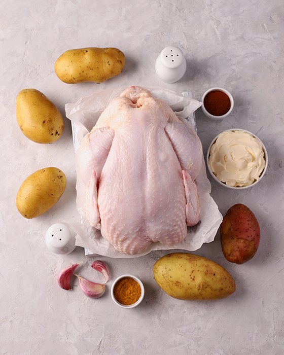 Курица с картошкой запеченная в духовке